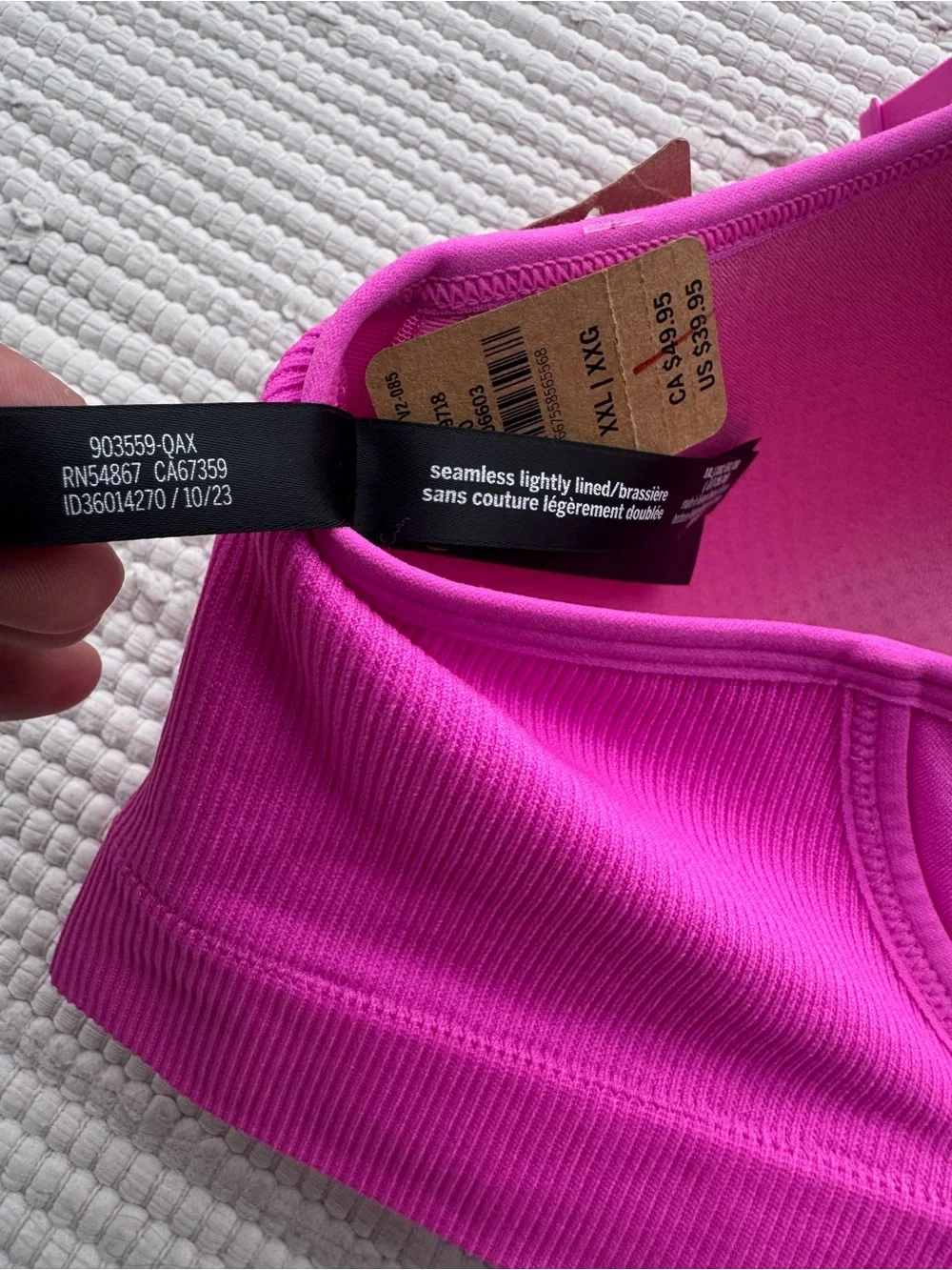 PINK Active Seamless Air High Impact Sports Bra Fuchsia XXL NWT Zip Front